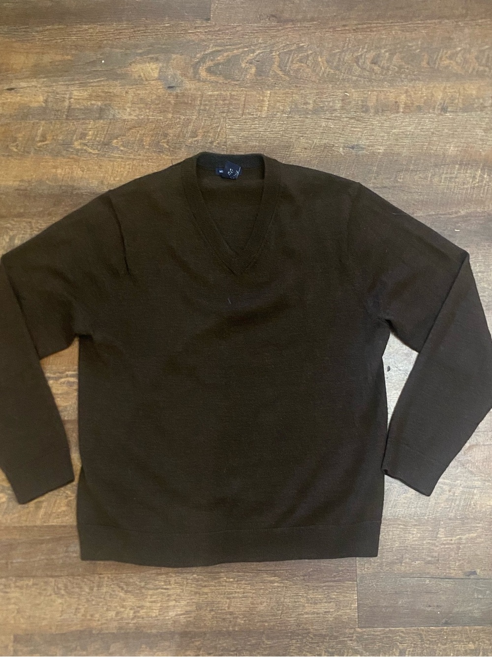 GAP Men's L Brown Merino Wool Knit Crewneck Pullover Sweater Solid Logo